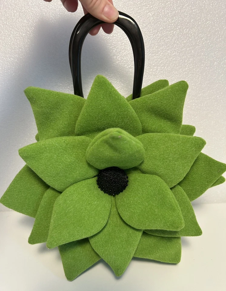Bolso de Mano Shiraleah Lana Verde Cuentas Flor Pétalos Noche Bolso sin asas Cartera a Presión Foto 3 de 4