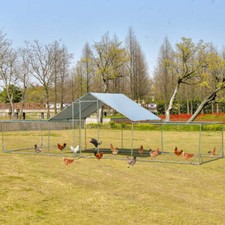NNECW Extra Large Metal Chicken Coop with Waterproof  Sun-proof Cover