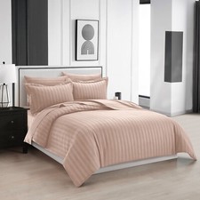 Modern Duvet Cover Set & Fitted Sheet Hotel Quality Stripe Complete Bedding Set
