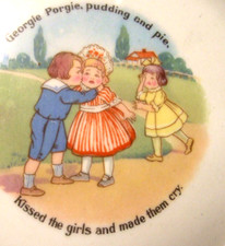 Vintage Baby Plate Georgie Porgie Kissed the Girls 1950's Nathan Straus Mark