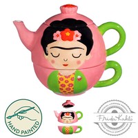 Tea For One Frida Kahlo Handbemalt Teetasse Teekanne Set Kanne Tasse