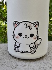Cartoon White Cat Sticker - 2" Waterproof Sticker, Vinyl Sticker, Cat Sticker