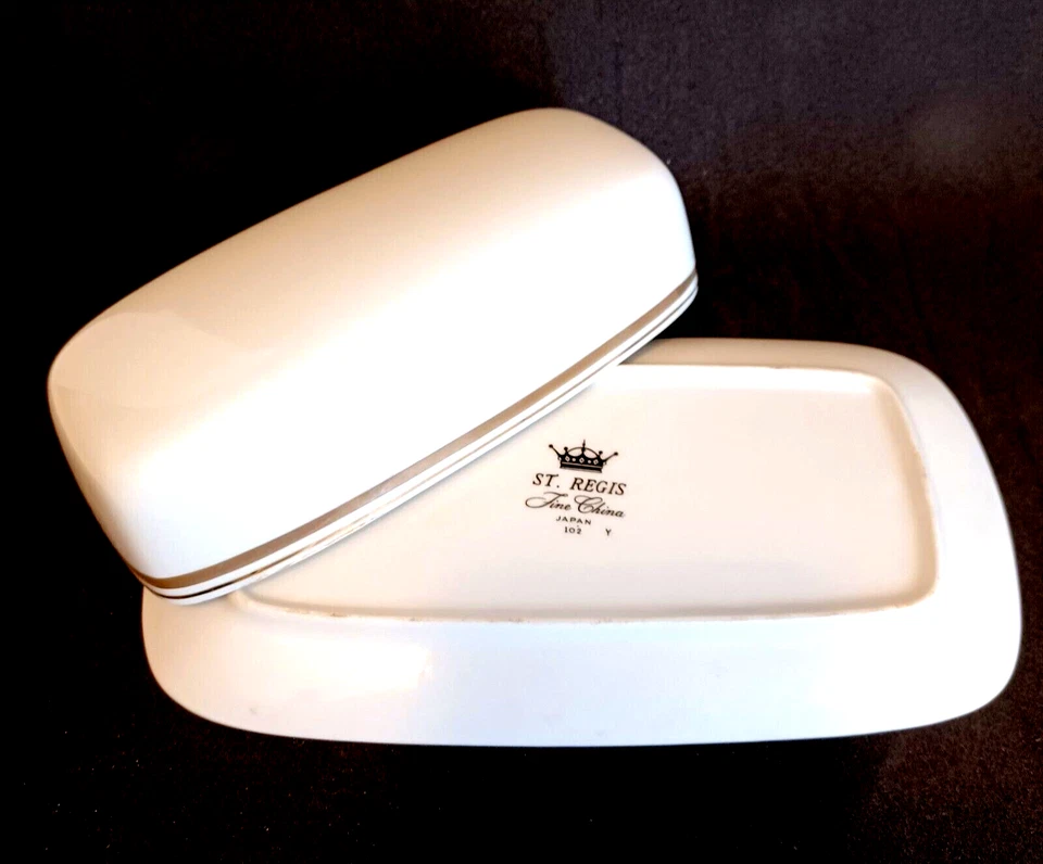 Butter Dish Porcelain White Gold Trim Classic St Regis Fine China Vintage Japan - Image 4 of 4