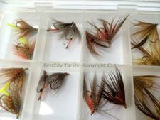 FLY Fishing IRISH DABBLERS 16 FLY FREE BOX Size 8-14 Trout Flies #314