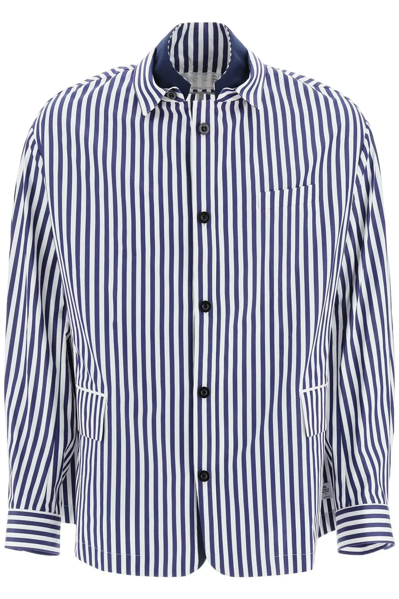 NEW Sacai thomas mason striped overshirt jacket 23 03037M NAVY STRIPE AUTHENTIC