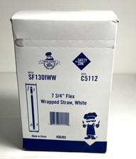 400 Disposable White Flexible Plastic Drinking Wrapped Straws 7.75 Inches Long