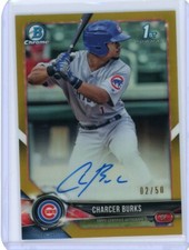 2018 Bowman Chrome Gold Refractor Autograph #BCPA-CB Charcer Burks #02/50