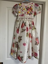 Vintage Handmade Girls 5/6 Approx Sheer Overlay Roses Flower Girl Long Dress