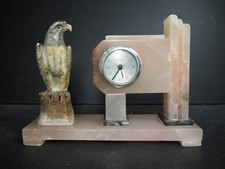 Antique Art Deco Marble Mantle Clock with Eagle
