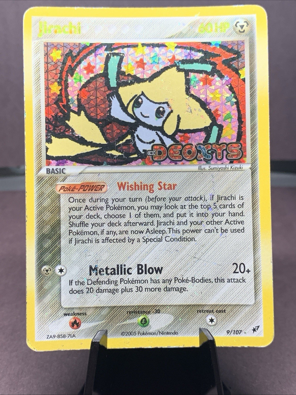 Pokemon TCG Jirachi 9/107 EX Deoxys - Reverse Holo Rare Stamped Rare Holo Bleed