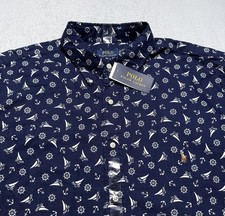 Polo Ralph Lauren Shirt Men 2XLT Short Sleeve Sailboat Anchor Nautical Print New