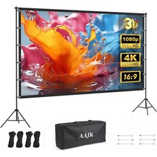 120in Outdoor Projector Screen with Stand,Portable 16:9 4K HD Indoor Outdoor ...