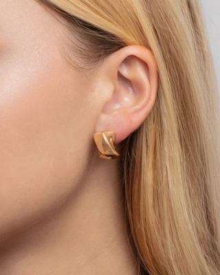 アクセサリー k18Yellow Gold Hoop Earrings 2x40mm 14kt Yellow Gold 18MM Puffed CrissCross X C Hoop Earrings with