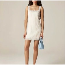 J Crew Lace Trim Shift Dress 8 NWT Warm Pearl White Beige CK822 J.Crew Linen