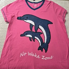 Lazyone Women No Wake Zone Nightshirt V Neck L/XL