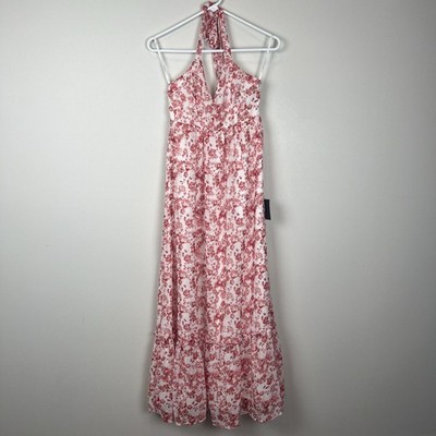 Lulus My Love Story Ivory Floral Print Tie-Back Maxi Dress Size XS, NWT