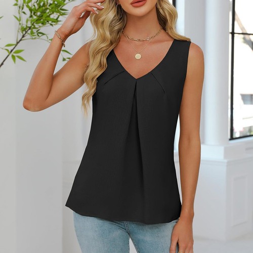Comfortable Women's Casual Vest with Pleats and V Neck for Spring Wear - Picture 5 of 32