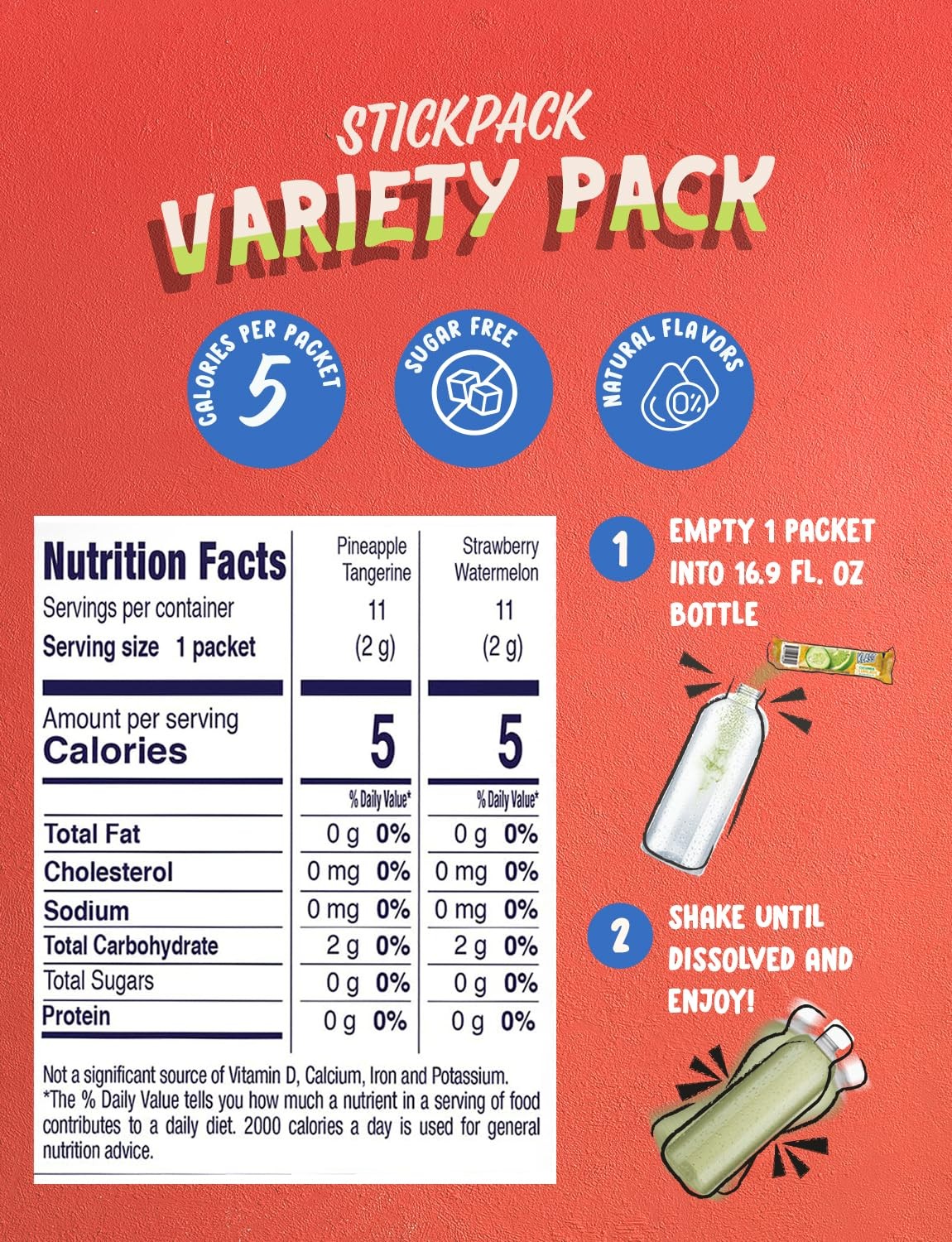 Mix 44 Sugar Free Powder Packets Flavors Cucumber Limeade Pineapple Tangerine St