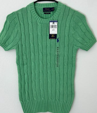 Polo Ralph Lauren Women  s XS Green Pima Cotton Cable Knit Sweater NWT