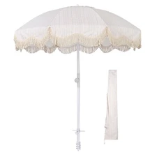 LAGarden 6 Ft Beach Umbrella with Sand Anchor Push Button Tilt Outdoor Sunshade