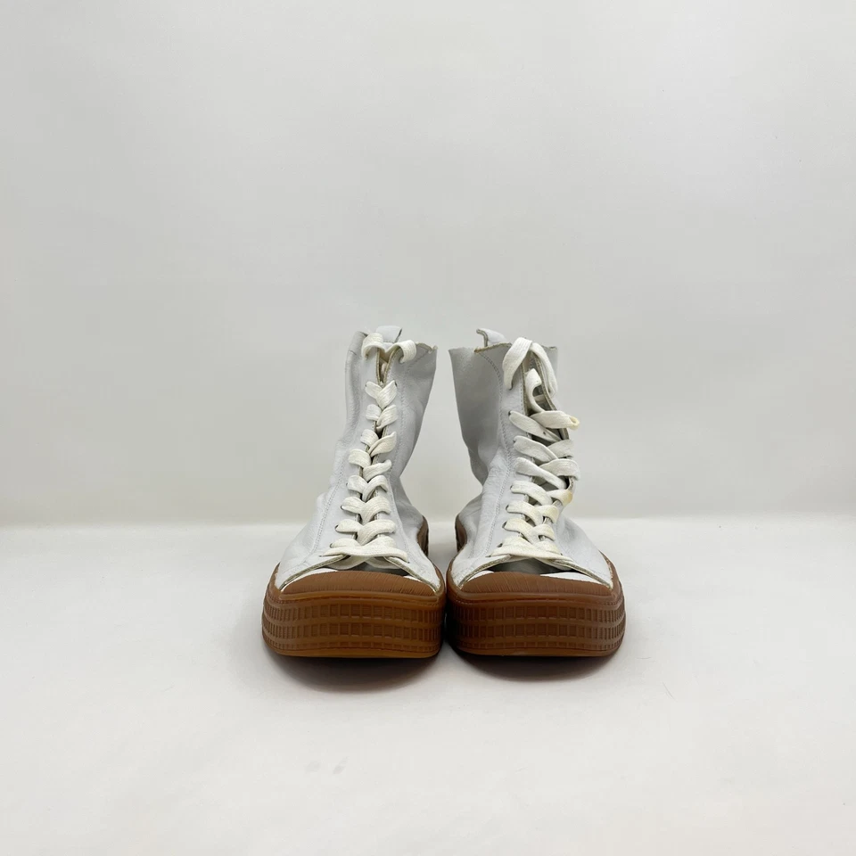 Zapatos informales de moda Topshop de cuero blanco con plataforma de goma de caña alta para mujer talla 7 Foto 3 de 4