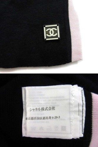 CHANEL Sports Line Cotton Rib Knit Short Sleeve Raglan Sweater Coco Mark Plate B - Picture 5 of 5