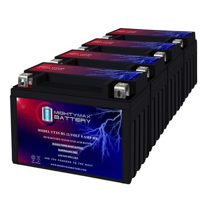 Mighty Max YTX9-BS 12V 8Ah Replaces Royal Enfield 350, Meteor 350 23-25 - 4 Pack