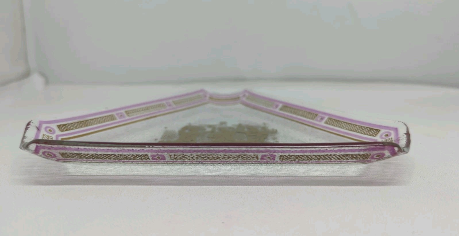 Vintage Georges Briard Triangular Glass Dish Olympia Pattern MID CENTURY HTF 7"