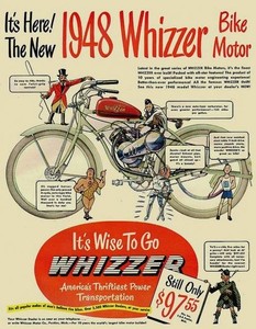 1948 WHIZZER CYCLE BIKE MOTOR ADVERTISING  5x7 GLOSSY  REPRINTS