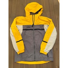 Columbia Vintage Packable Windbreaker Jacket Yellow Grey Kids Youth 10/12 L