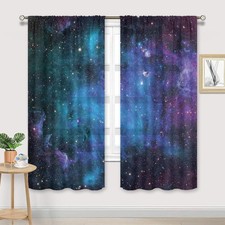 Kids Outer Space Sheer Galaxy Curtains Rod Pocket 41 W x 62 L Inch Universe...