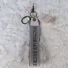 Victoria s Secret Wristlet Keychain Strap Charm Glitter Purest Pink Logo NWT