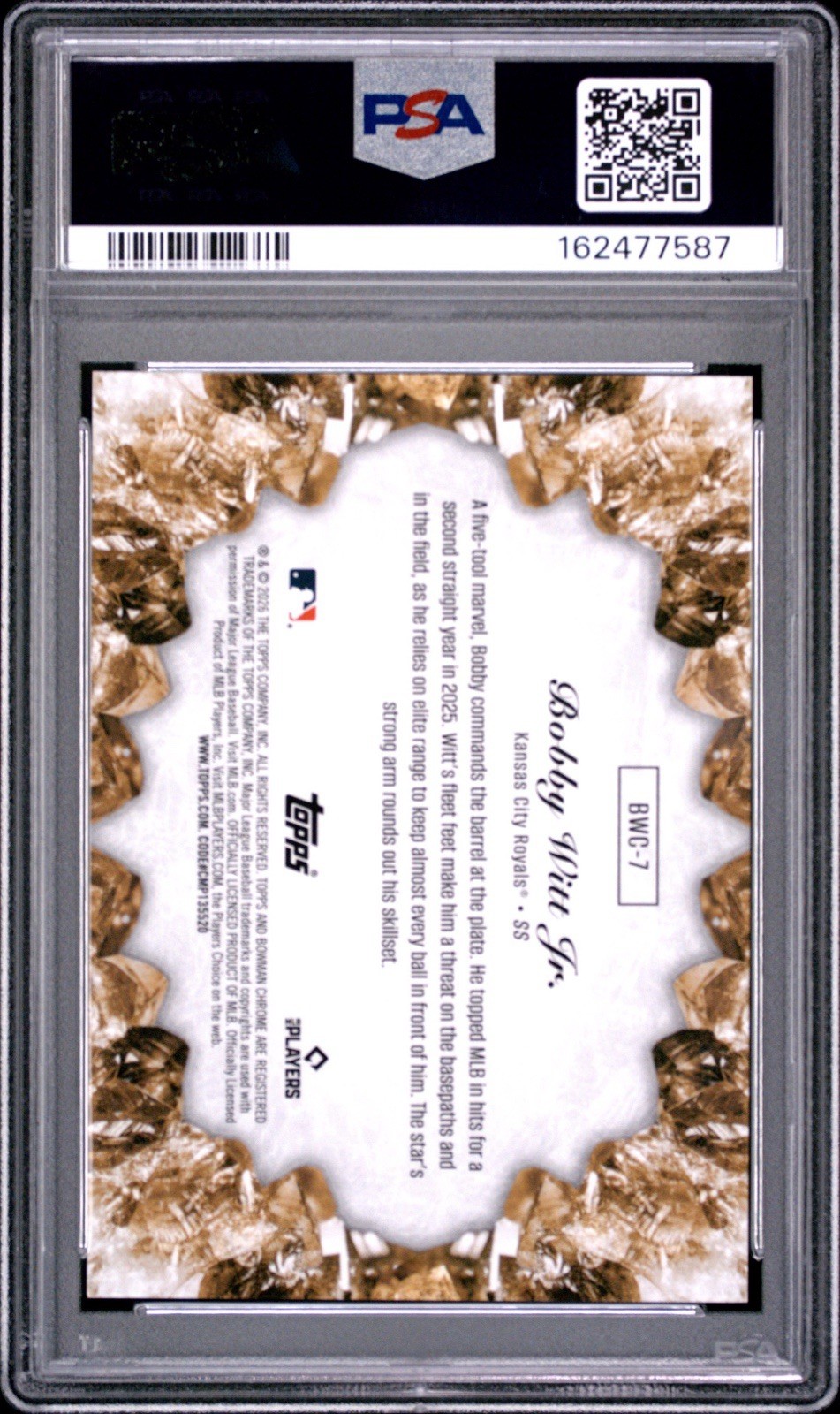 Bobby Witt Jr Crystallized SSP 2026 Bowman Chrome MINT PSA 9 POP 1 view 2