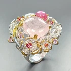 Fine Art jewelry Natural Morganite Ring 925 Sterling Silver Size 6.5 /R463983