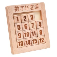 Wooden Digital Huarong Road Sliding Puzzle Logical Mathematics Training Toy Gift