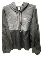 Victoria's Secret Pink Black And Gray 1/2 Zip Anorak Jacket Windbreaker Size M/L