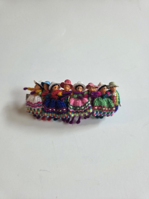 Peruvian Handmade Metal And Yarn Hair Clip With Dancer Andean Dolls