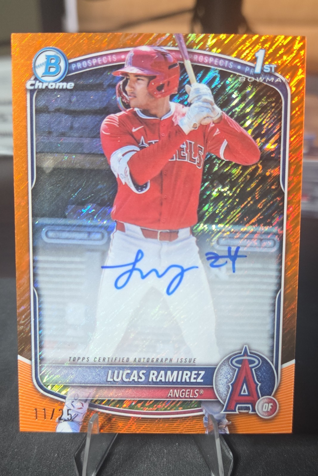 2025 Bowman - Chrome Prospect Auto Lucas Ramirez #CPA-LR Orange Shimmer # 11/25