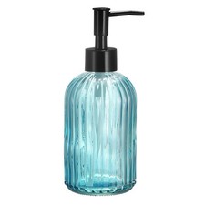 13.5Oz Glass Dish Hand Soap Dispensers with Pump for Kitchen Bathroom, Blue