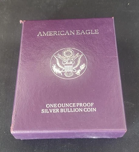 1993 P Silver Coin American Eagle Proof Box & COA BU Encapsulated