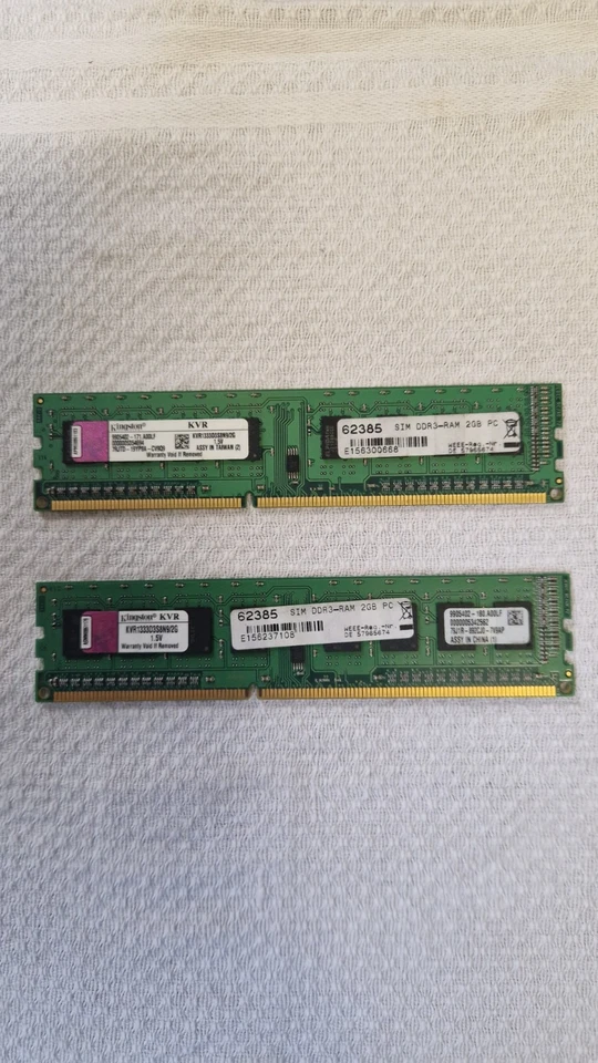 Kingston Arbeitsspeicher RAM 10 GB PC3 5x2Gb KVR1333 10600U 1333MHz - Bild 3 von 4