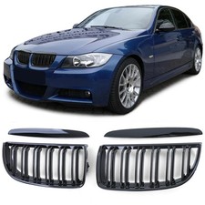 Doppelsteg Kühlergrill Performance Schwarz Glanz für 3er BMW E90 E91 2005-2008