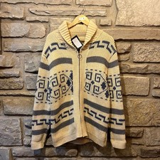Vtg 60s 70s PENDLETON BIG LEBOWSKI DUDE 100 Wool Sweater Zip Up Cardigan Sz L