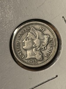 1873 Open 3 Three Cent Nickel - VF !!