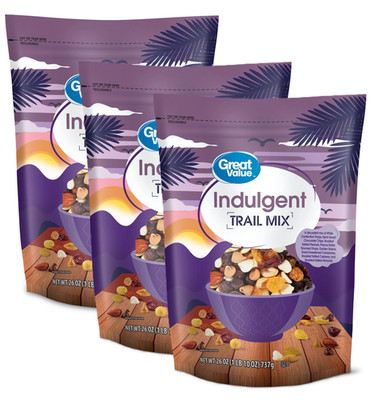 Great Value Indulgent Trail Mix, 26 oz - Pack of 3 Premium Snack Combo