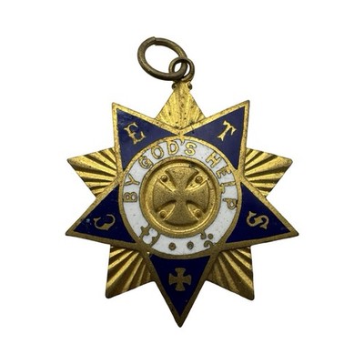 Vintage ESTS By God's Help Enamel Star Medal Pendant Fraternal Badge