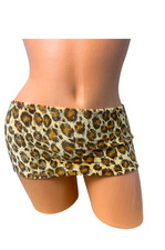 Micro mini skirt exotic dance wear bikini coverup pool beach Velvet Leopard