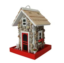 home bazaar Stone Cottage Birdhouse Bird House