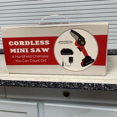 Cordless Mini Chainsaw 6-inch Battery-Powered Hand-Held Chain Saw -Tool Only