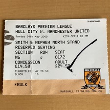 Football Ticket Stub Hull City v Manchester United 24 May 2009 2008-09